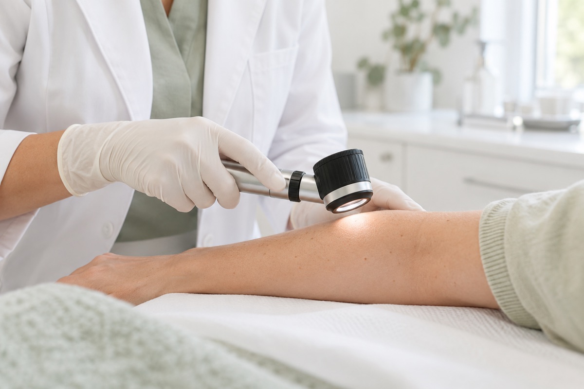 Imagem ilustrativa de avaliação dermatológica da pele